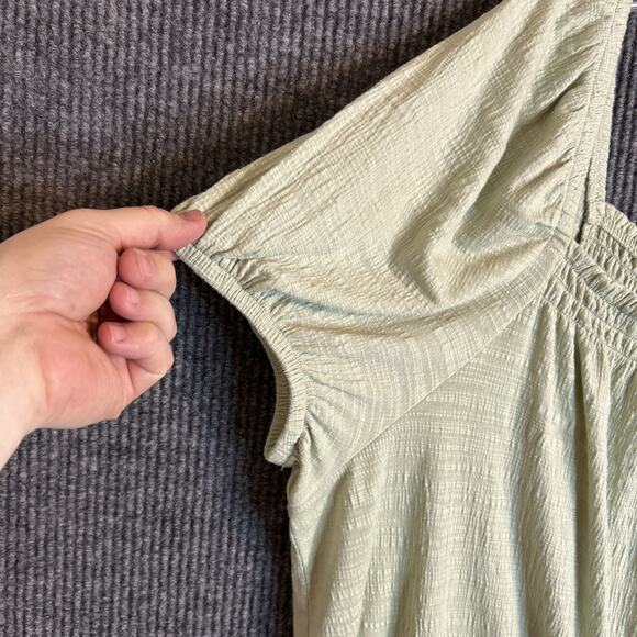 Wonderly Womens Blouse Plus Size 2X Green Puff Sleeve Boho Peasant Cottage New - Picture 2 of 8